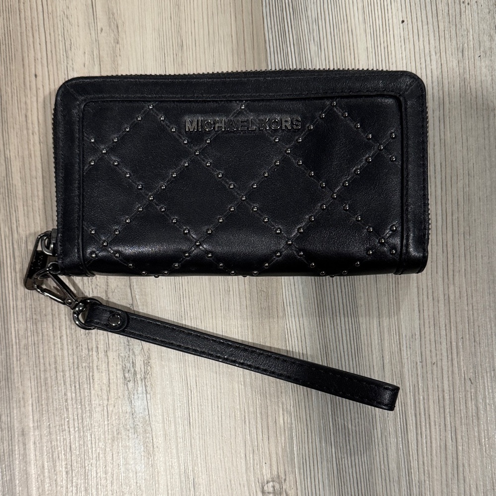 Michael Kors Black Studded Wristlet